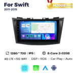 Штатна магнітола Suzuki Swift 5 (2011-2017) M200 (2/32 Гб), HD (1280x720) QLED, GPS + 4G + CarPlay