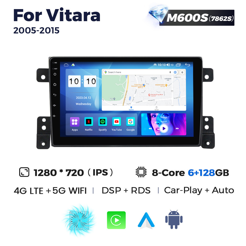 5280350724_shtatna-magnitola-suzuki Штатна магнітола Suzuki Vitara (2005-2015) M600 (6/128 Гб), HD (1280x720) QLED, GPS + 4G + CarPlay - Зображення 1