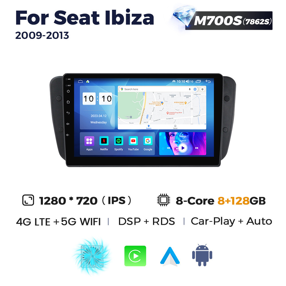 5287627714_shtatna-magnitola-seat Штатна магнітола Seat Ibiza M700 (8/128 Гб), 2K (2000x1200) QLED, GPS + 4G + CarPlay - Зображення 1