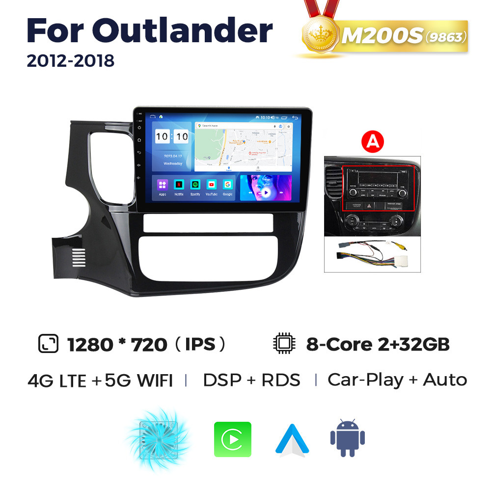 5292135490_shtatna-magnitola-mitsubishi Штатна магнітола Mitsubishi Outlander 3 (2012-2018) M200 (2/32 Гб), 2K (2000x1200) QLED, GPS + 4G + CarPlay - Зображення 1