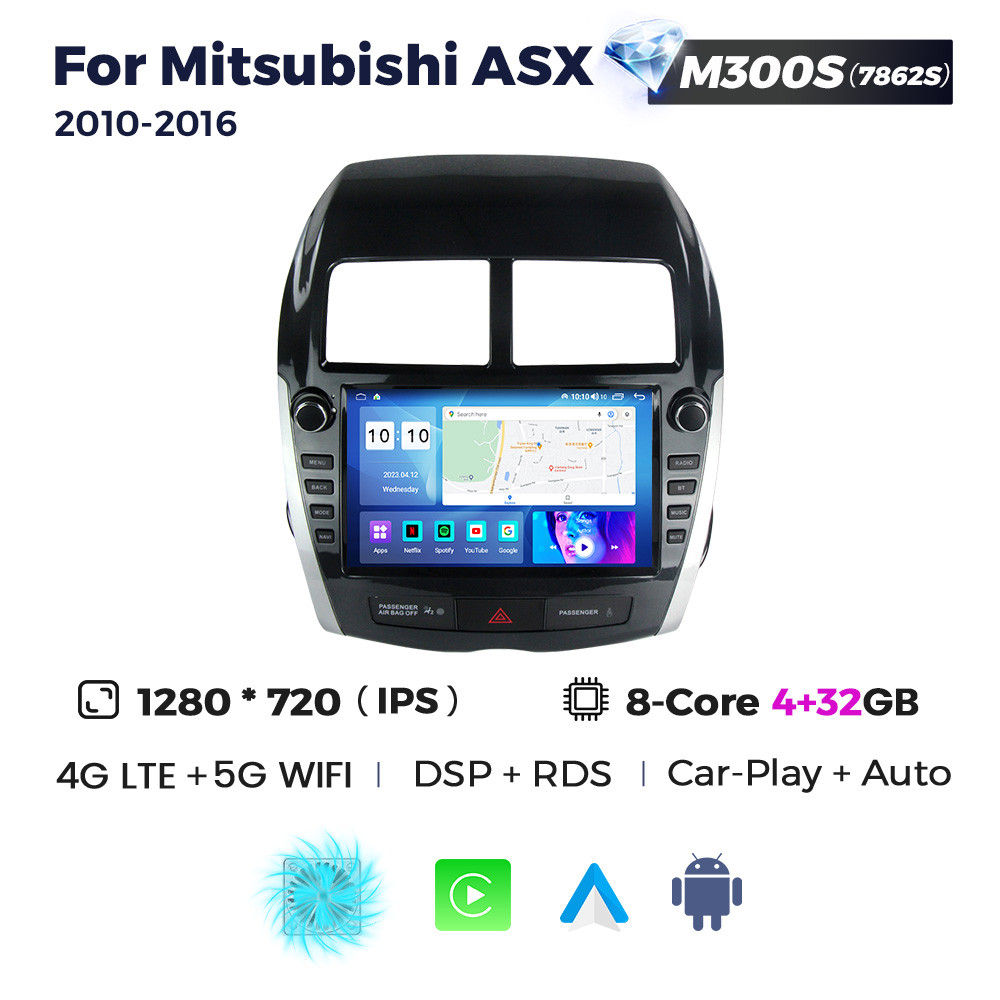 5292280404_shtatna-magnitola-mitsubishi Штатна магнітола Mitsubishi ASX (2010-2016) M300 (4/32 Гб), HD (1280x720) QLED, GPS + 4G + CarPlay - Зображення 1