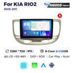 Штатна магнітола Kia Rio 2 (2005-2011) M600 (6/128 Гб), HD (1280x720) QLED, GPS + 4G + CarPlay