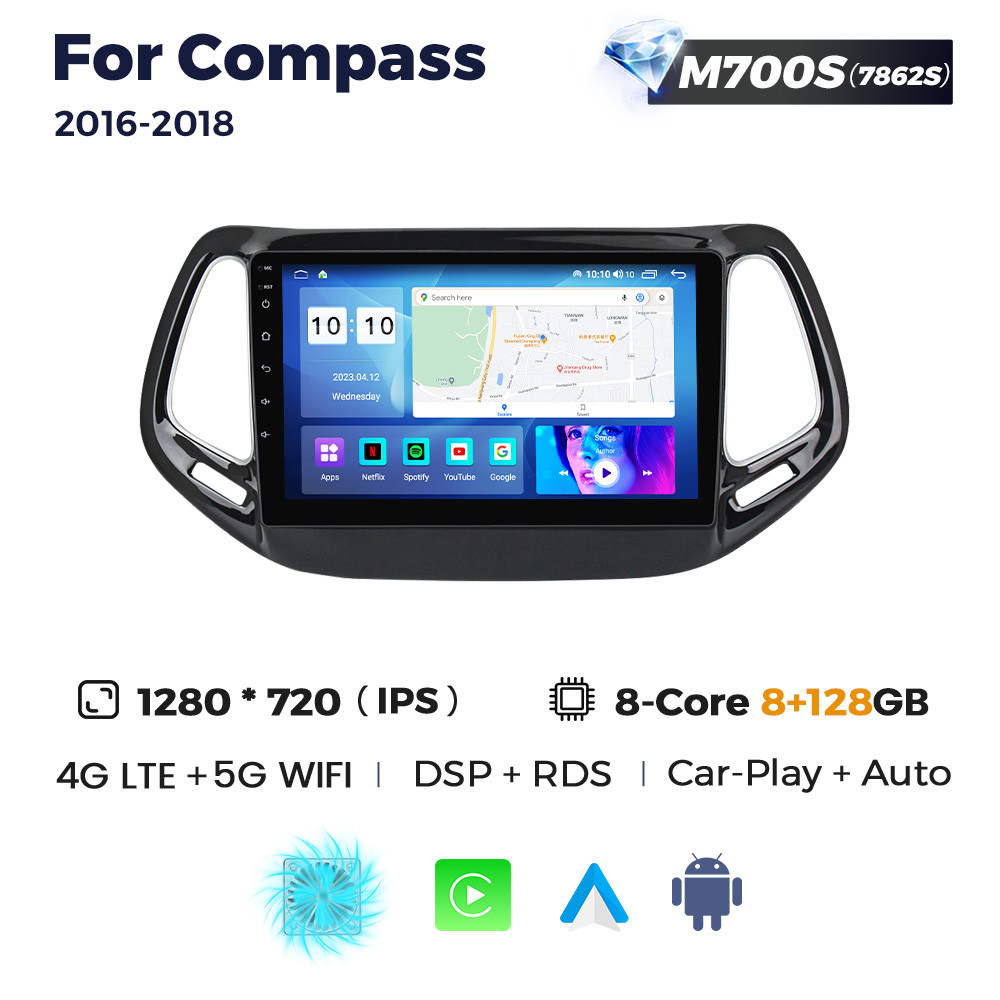 5300038437_shtatna-magnitola-jeep Штатна магнітола Jeep Compass (2016-2018) M700 (8/128 Гб), 2K (2000x1200) QLED, GPS + 4G + CarPlay - Зображення 1