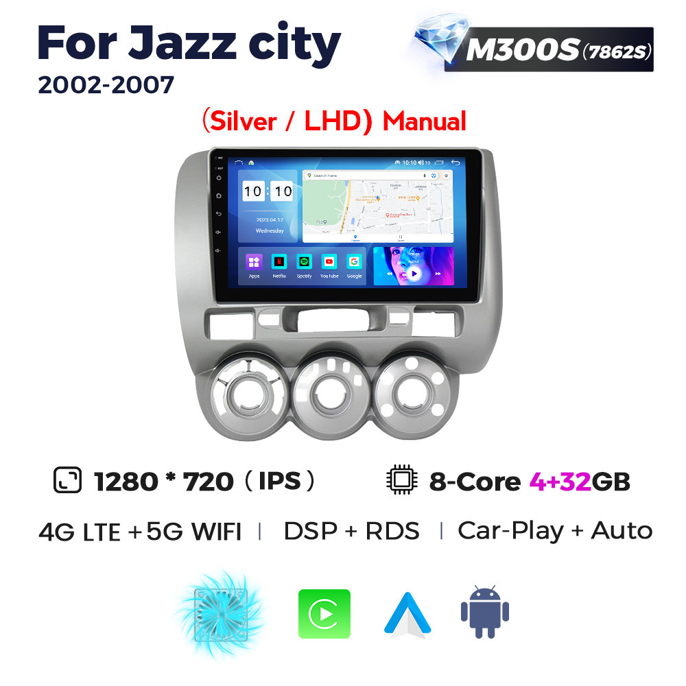 5314386775_shtatna-magnitola-honda Штатна магнітола Honda Jazz 2, City 4 (2002-2007) M300 (4/32 Гб), HD (1280x720) QLED, GPS + 4G + CarPlay - Зображення 1