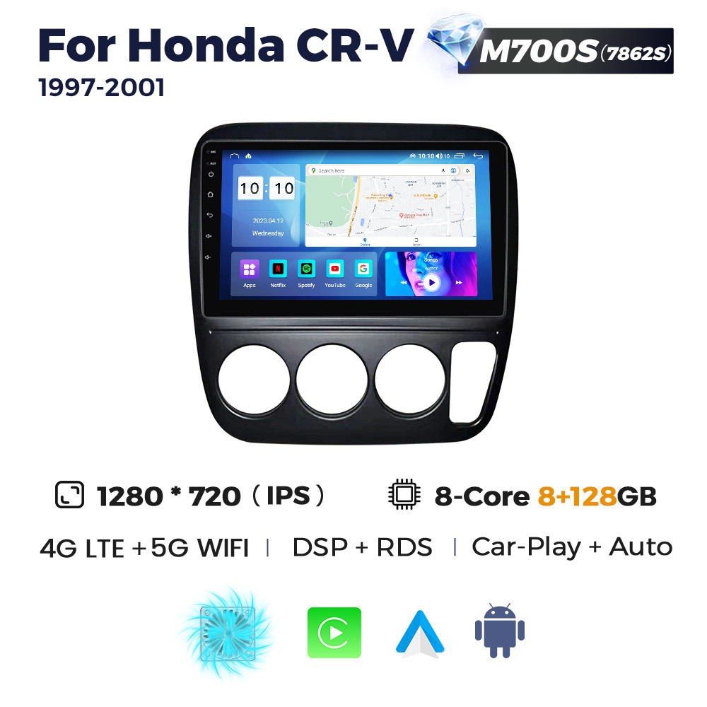 5314411937_shtatna-magnitola-honda Штатна магнітола Honda CR-V 1 (1997-2001) M700 (8/128 Гб), 2K (2000x1200) QLED, GPS + 4G + CarPlay - Зображення 1
