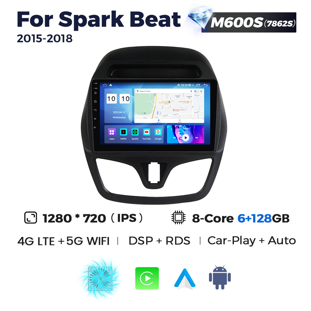 5314561083_shtatna-magnitola-chevrolet Штатна магнітола Chevrolet Spark 4 (Beat, M400) (2015-2018) M600 (6/128 Гб), 2K (2000x1200) QLED, GPS + 4G + CarPlay - Зображення 1