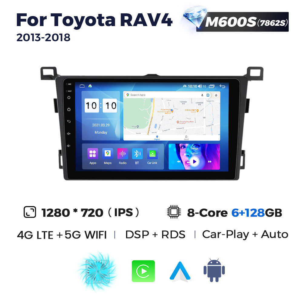5331950234_shtatna-magnitola-toyota Штатна магнітола Toyota RAV4 4 (XA40) (2013-2018) M600 (6/128 Гб), 2K (2000x1200) QLED, GPS + 4G + CarPlay - Зображення 1