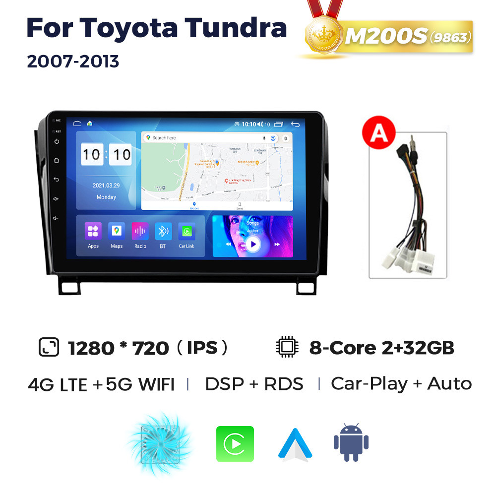 5334720347_shtatna-magnitola-toyota Штатна магнітола Toyota Tundra, Sequoia (2007-2013) M200 (2/32 Гб), HD (1280x720) QLED, GPS + 4G + CarPlay - Зображення 1