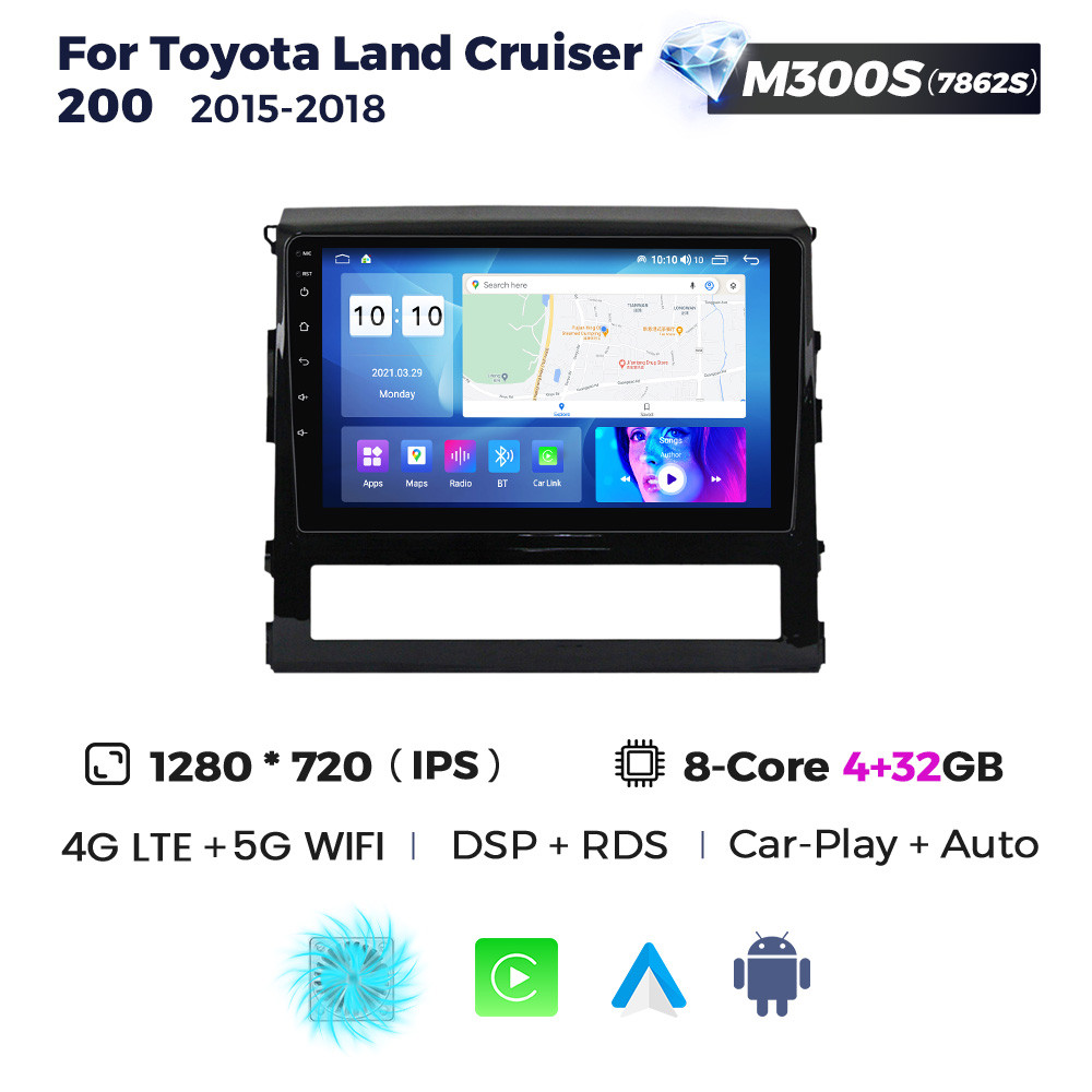 5334939426_shtatna-magnitola-toyota Штатна магнітола Toyota Land Cruiser 200 (2015-2018) M300 (4/32 Гб), HD (1280x720) QLED, GPS + 4G + CarPlay - Зображення 1