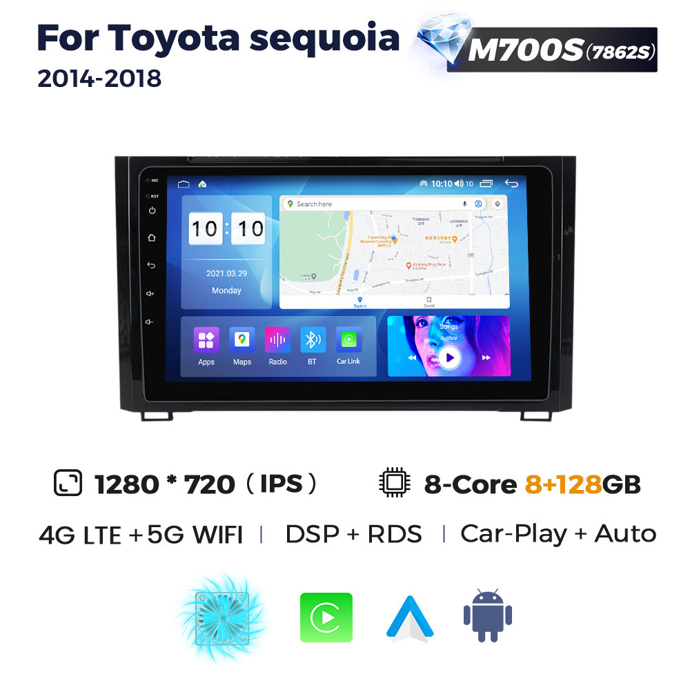 5334976731_shtatna-magnitola-toyota Штатна магнітола Toyota Sequoia (XK60), Tundra (XK50) (2014-2018) M700 (8/128 Гб), 2K (2000x1200) QLED, GPS + 4G + CarPlay - Зображення 1