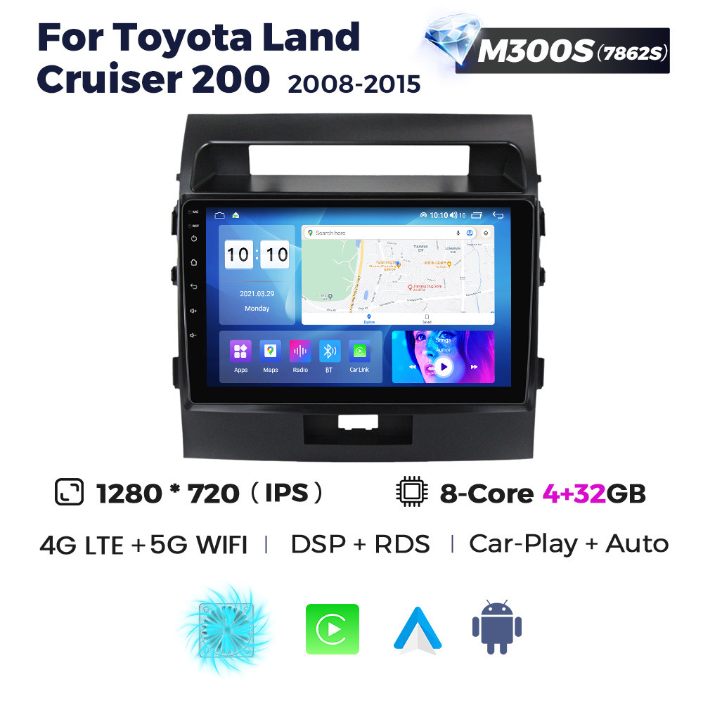 5335005634_shtatna-magnitola-toyota Штатна магнітола Toyota Land Сruiser 200 (2008-2015) M300 (4/32 Гб), HD (1280x720) QLED, GPS + 4G + CarPlay - Зображення 1