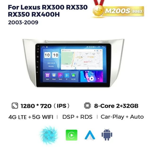 5843456985_shtatna-magnitola-lexus Штатна магнітола Lexus RX330 M200 (2/32 Гб), HD (1280x720) QLED, GPS + 4G + CarPlay - Зображення 1