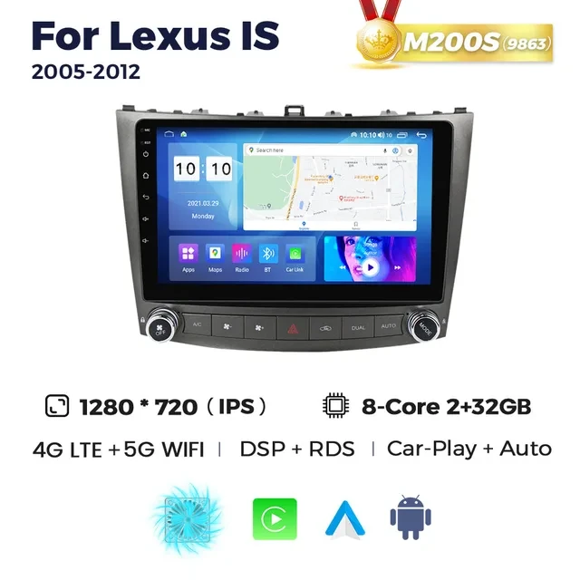 5858794618_shtatna-magnitola-lexus Штатна магнітола Lexus 2005-2012 M200 (2/32 Гб), HD (1280x720) QLED, GPS + 4G + CarPlay - Зображення 1