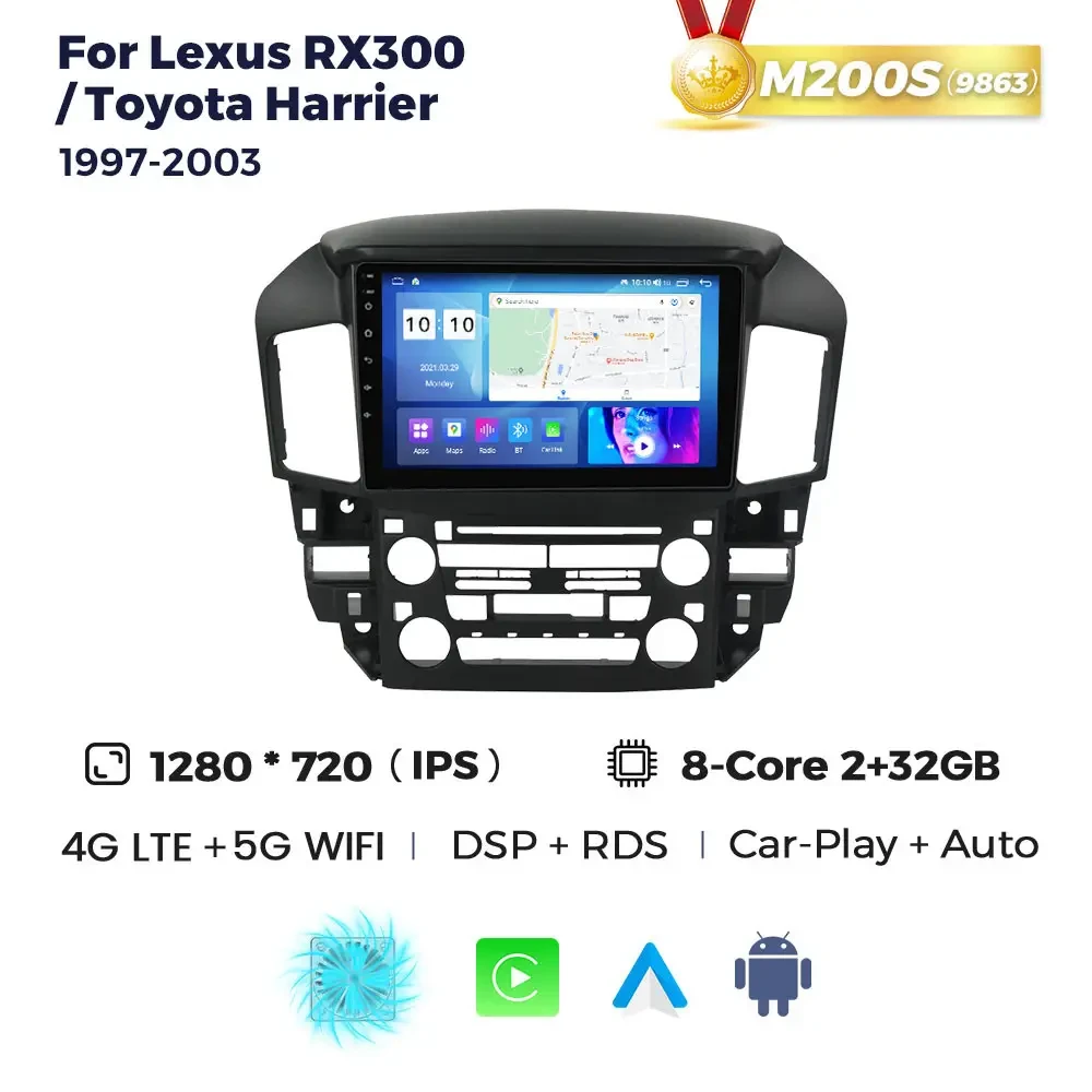 5931611151_shtatna-magnitola-lexus Штатна магнітола Lexus RX300 Toyota Harrier 1997-2003 M200 (2/32 Гб), HD (1280x720) QLED, GPS + 4G + CarPlay - Зображення 1