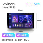 Універсальна 2-DIN магнітола Teyes CC3 2K 9,5" 4/32 Гб, 2000x1200 QLED, GPS + 4G + CarPlay