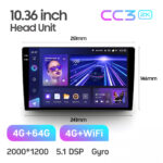 Універсальна 2-DIN магнітола Teyes CC3 2K 10,36" 4/64 Гб, 2000x1200 QLED, GPS + 4G + CarPlay