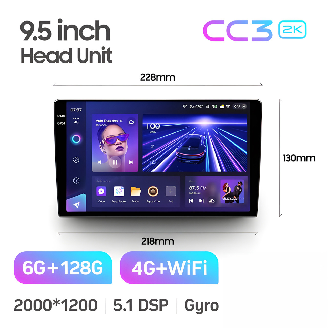 5992592365_universalna-2-din-magnitola Універсальна 2-DIN магнітола Teyes CC3 2K 9,5" 6/128 Гб, 2000x1200 QLED, GPS + 4G + CarPlay - Зображення 1