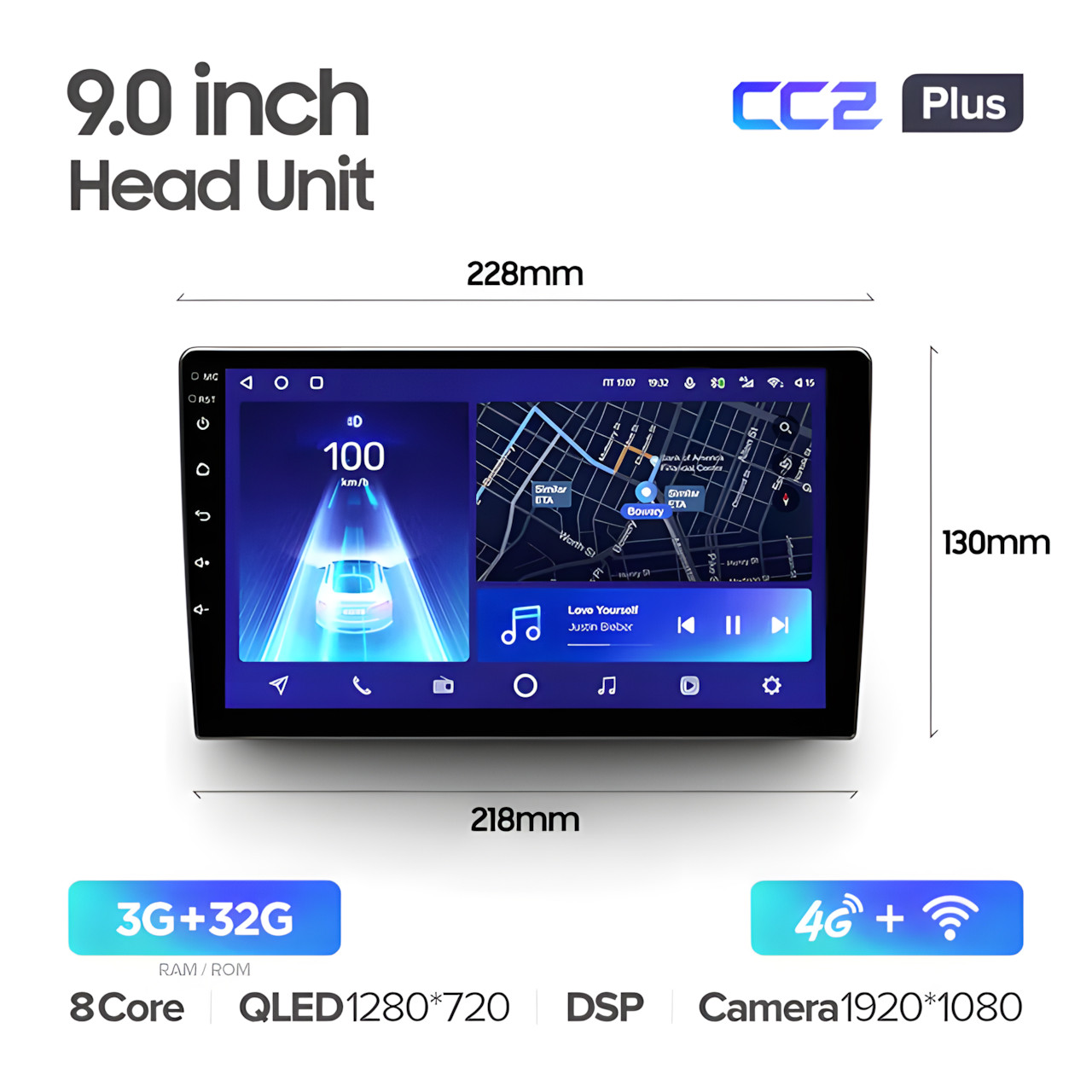 5996808867_universalna-2-din-magnitola Універсальна 2-DIN магнітола Teyes СС2 Plus 9" 3/32 Гб, 1280x720 QLED, GPS + 4G + CarPlay - Зображення 1
