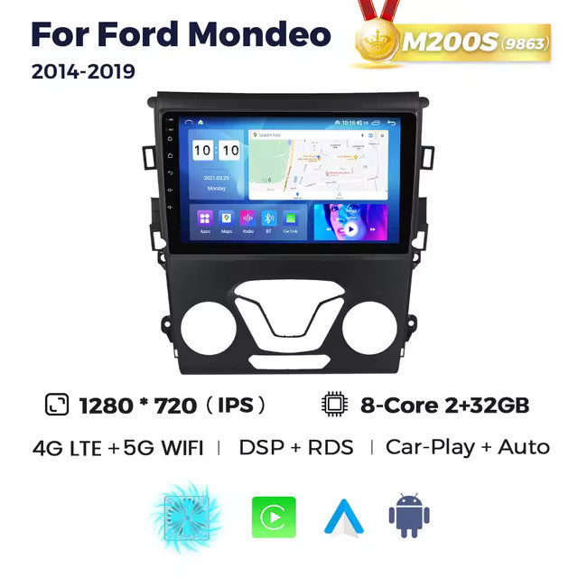 6111465911_shtatna-magnitola-ford Штатна магнітола Ford Mondeo 5, Fusion 2 (2014-2019) M200 (2/32 Гб), 2K (2000x1200) QLED, GPS + 4G + CarPlay - Зображення 1