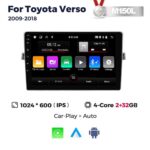 Штатна магнітола Toyota Verso (R20), Corolla (2009-2018) M150L (2/32 Гб), HD (1024x600) GPS CarPlay