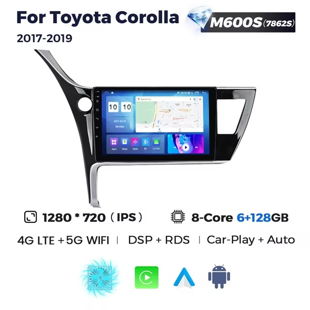 6314311251_shtatna-magnitola-toyota Штатна магнітола Toyota Corolla (2017-2019) M600 (6/128 Гб), 2K (2000x1200) QLED, GPS + 4G + CarPlay - Зображення 1