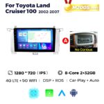 Штатна магнітола Toyota Land Cruiser 100 02-07 9" M200 (2/32 Гб) 2K, GPS + 4G + CarPlay, 2K (2000x1200) QLED