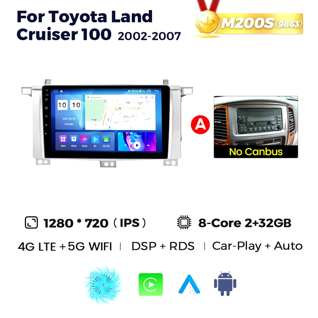 6341859108_shtatna-magnitola-toyota Штатна магнітола Toyota Land Cruiser 100 02-07 9" M200 (2/32 Гб) 2K, GPS + 4G + CarPlay, 2K (2000x1200) QLED - Зображення 1