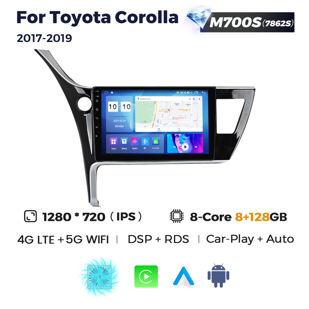 6541023746_shtatna-magnitola-toyota Штатна магнітола Toyota Corolla (2017-2019) M700 (8/128 Гб), 2K (2000x1200) QLED, GPS + 4G + CarPlay - Зображення 1