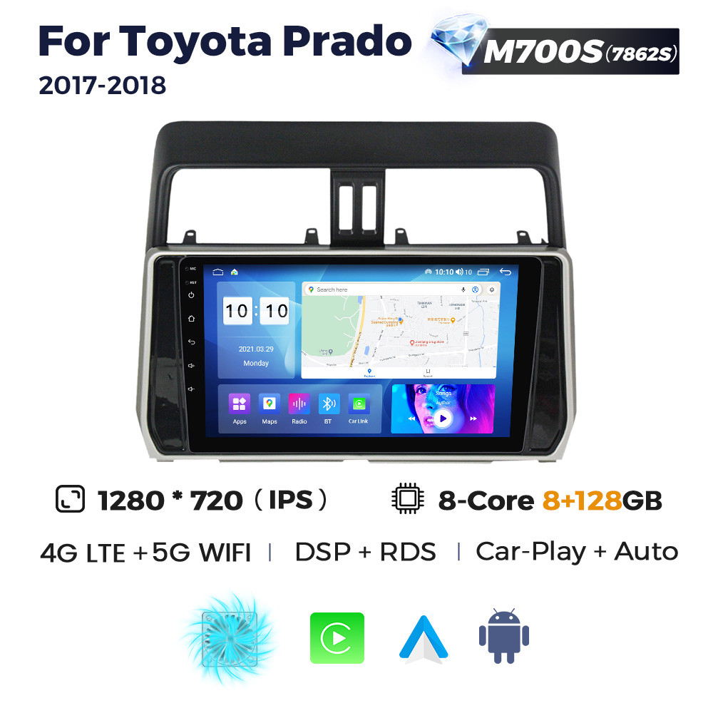 6547226576_shtatna-magnitola-toyota Штатна магнітола Toyota Land Cruiser Prado 150 (2017-2018+) M700 (8/128 Гб), 2K (2000x1200) QLED, GPS + 4G + CarPlay - Зображення 1