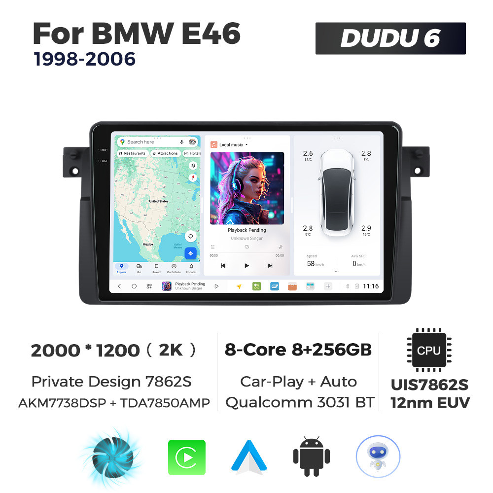 6569131736_shtatna-magnitola-bmw Штатна магнітола BMW 3-серії (E46) (1998-2006) DUDU 6, 8/256 - Зображення 1
