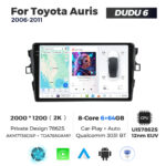 Штатна магнітола Toyota Auris 1 (2006-2011) DUDU 6, 6/64 2K (2000x1200) QLED, GPS + 4G + CarPlay