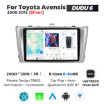 Штатна магнітола Toyota Avensis 2 (T25) (2002-2008) DUDU 6, 6/64 2K (2000x1200) QLED, GPS + 4G + CarPlay