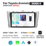 Штатна магнітола Toyota Avensis 2 (T25) (2002-2008) DUDU 6, 8/128 2K (2000x1200) QLED, GPS + 4G + CarPlay