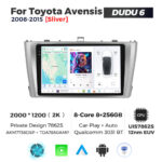 Штатна магнітола Toyota Avensis 2 (T25) (2002-2008) DUDU 6, 8/256 2K (2000x1200) QLED, GPS + 4G + CarPlay