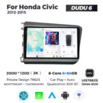 Магнітола Honda Civic 9 (2012-2015) DUDU 6 9.5" 2K QLED, 6/64