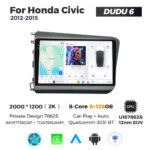 Магнітола Honda Civic 9 (2012-2015) DUDU 6 9.5" 2K QLED, 8/128, 360