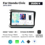Магнітола Honda Civic 9 (2012-2015) DUDU 6 9.5" 2K QLED, 8/256, 360