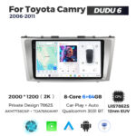 Штатна магнітола Toyota Camry 6 (XV40) (2006-2011) DUDU 6, 6/64 2K (2000x1200) QLED, GPS + 4G + CarPlay