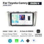 Штатна магнітола Toyota Camry 6 (XV40) (2006-2011) DUDU 6, 8/256 2K (2000x1200) QLED, GPS + 4G + CarPlay