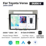Штатна магнітола Toyota Verso 2, Corolla (2004-2009) DUDU 6, 8/256 2K (2000x1200) QLED, GPS + 4G + CarPlay