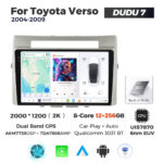 Штатна магнітола Toyota Verso 2, Corolla (2004-2009) DUDU 7, 12/256 2K (2000x1200) QLED, GPS + 4G + CarPlay