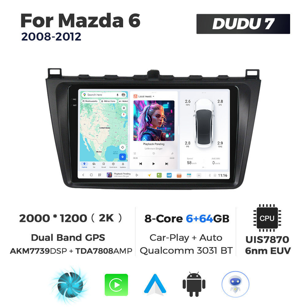 6588598420_shtatna-magnitola-mazda Штатна магнітола Mazda 6 (2008-2012) DUDU 7, 6/64 - Зображення 1