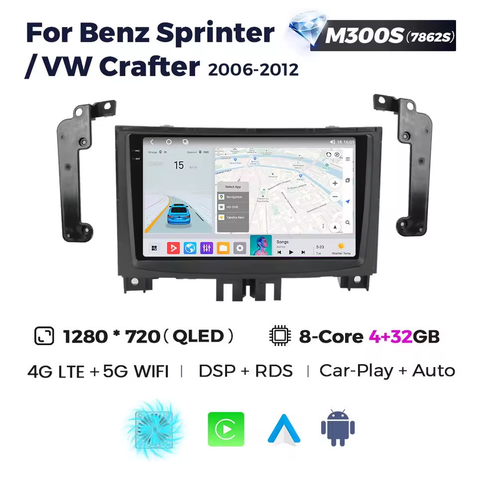 6591241692_shtatna-magnitola-volkswagen Штатна магнітола Volkswagen Crafter (2006-2012) M300 (3/32 Гб), GPS + 4G + CarPlay - Зображення 1