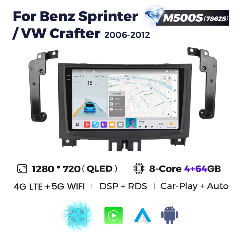 6591242519_shtatna-magnitola-volkswagen Штатна магнітола Volkswagen Crafter (2006-2012) M500 (4/64 Гб), GPS + 4G + CarPlay - Зображення 1