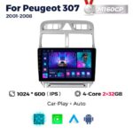 Штатна магнітола Peugeot 307 (2001-2011) M160 (2/32 Гб), HD (1024x600) GPS CarPlay