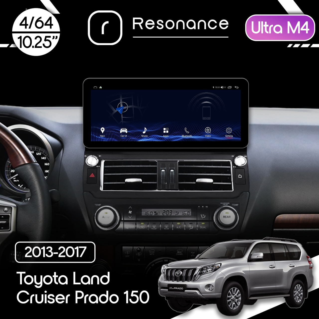 6937147447_magnitola-toyota-land Магнітола Toyota Land Cruiser Prado 150 (2013-2017) Resonance Ultra M4 (7862) 4/64, 10.25" QLED, 360 (Audi Style) - Зображення 1