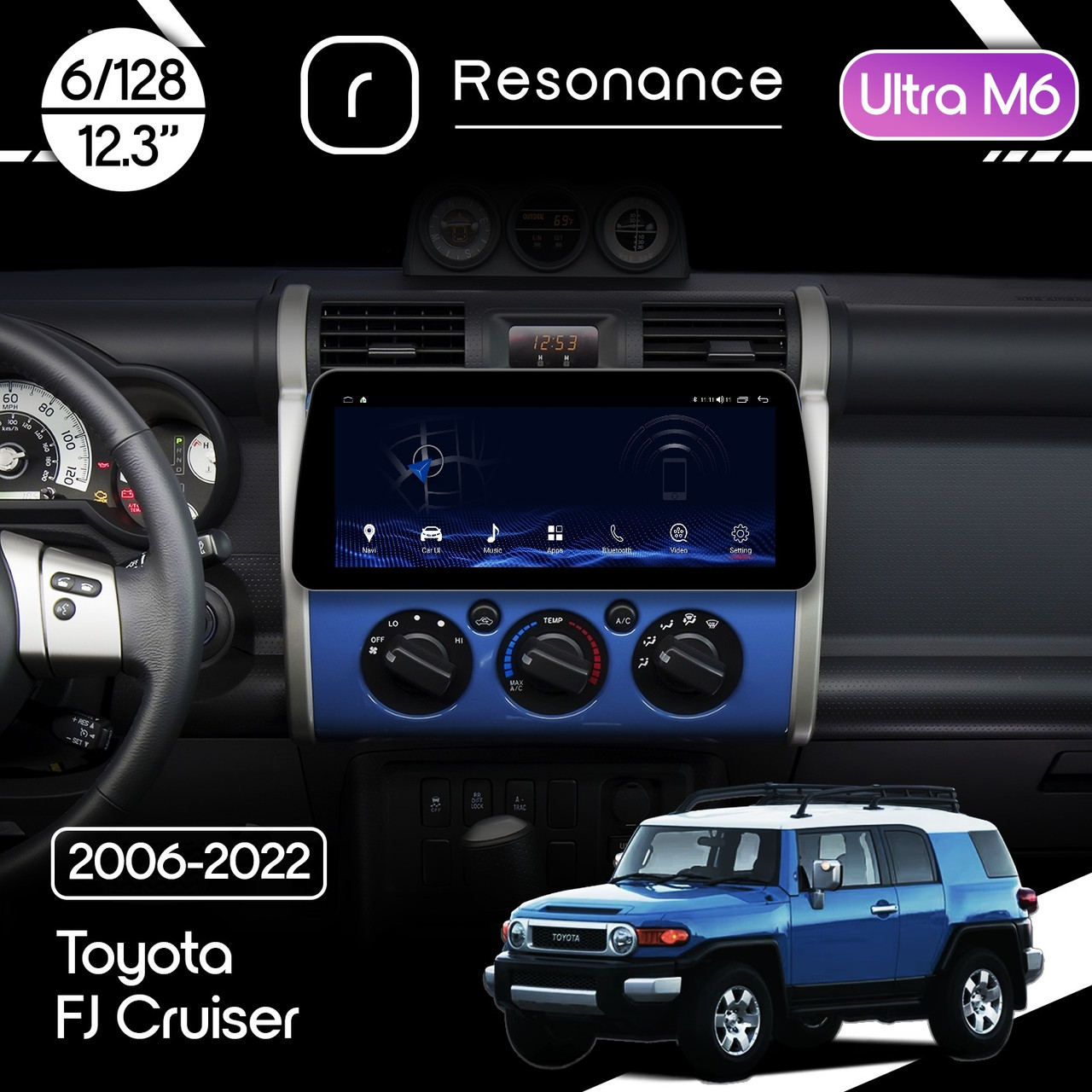 6942489018_magnitola-toyota-fj Магнітола Toyota FJ Cruiser (2006-2022) Resonance Ultra M6 (7862) 6/128, 12.3" QLED, 360 (BMW Style) - Зображення 1