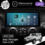 Магнітола Jeep Wrangler 3 (JK) (2007-2018) Resonance L600 6/128 12.3" QLED, 360 (BMW Style)