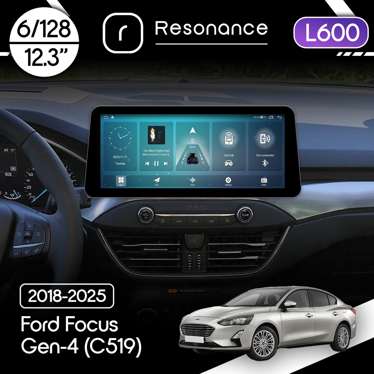 6943266646_magnitola-ford-focus Магнітола Ford Focus Gen-4 (C519) (2018-2025) Resonance L600 6/128 12.3" QLED, 360 (BMW Style) - Зображення 1