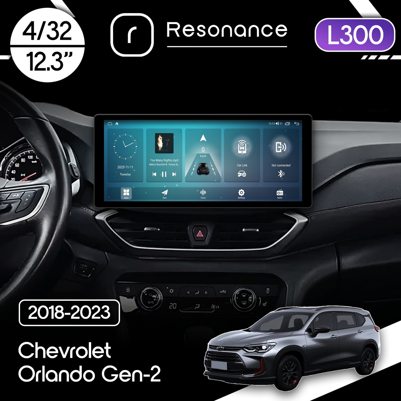 6943276206_magnitola-chevrolet-orlando Магнітола Chevrolet Orlando Gen-2 (2018-2023) Resonance L300 4/32 12.3" QLED, 360 (Audi Style) - Зображення 1